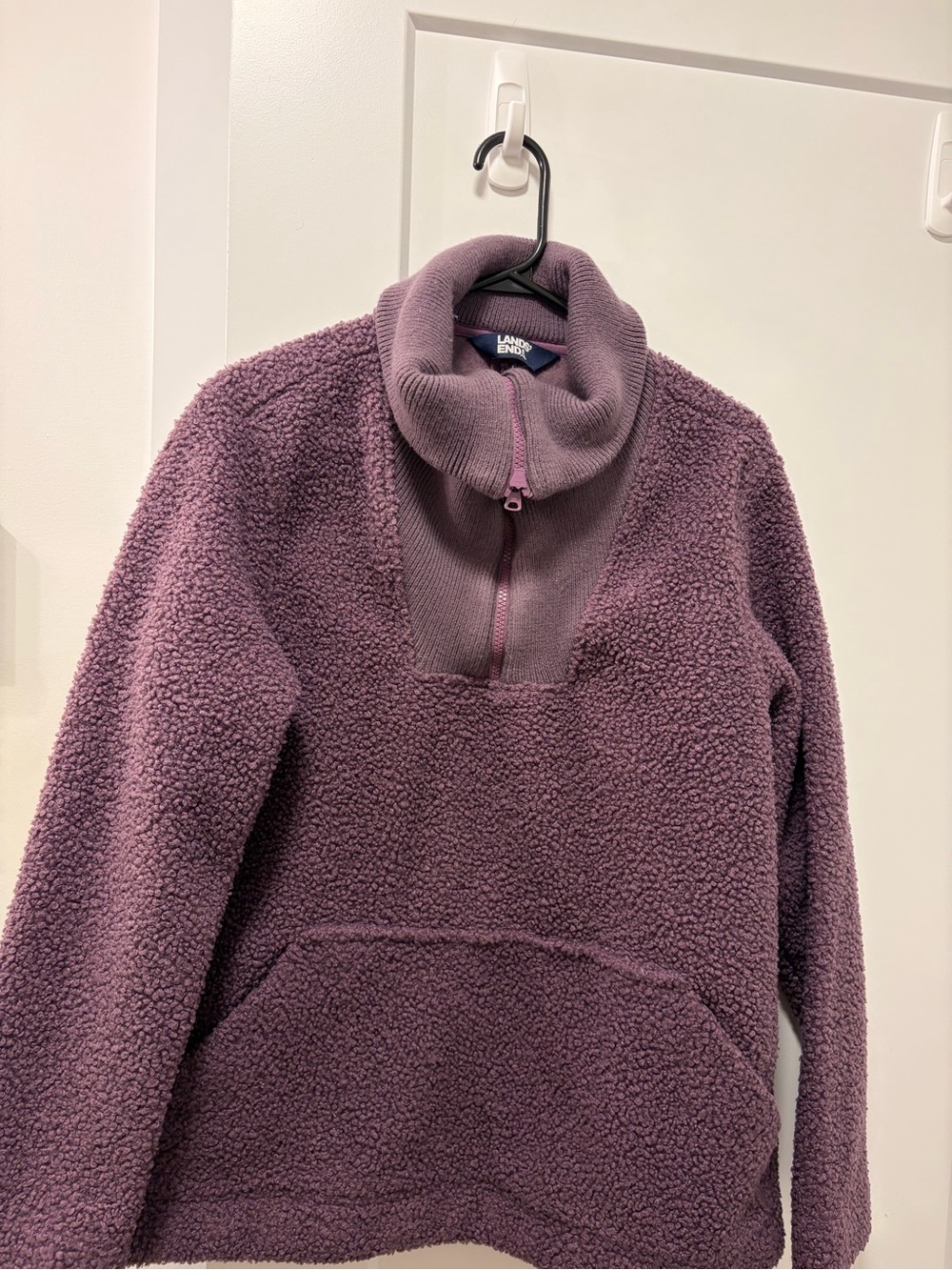 Lands' End Plum Sherpa Quarter-Zip Pullover